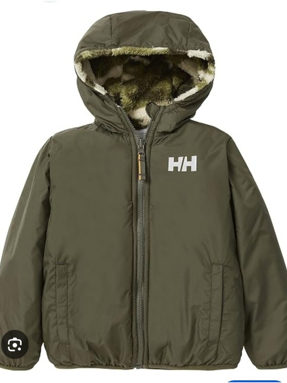 HELLY HANSEN | Champ Reversible Jacket Camo Sherpa Green Boys Sz 7